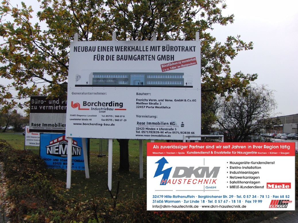 Rohbau der Werkshalle mit Bürotrakt